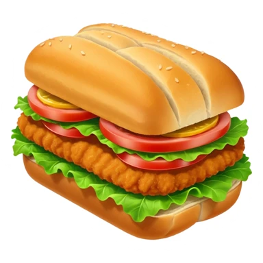 schnitzel sandwich: an oblong roll topped with a schnitzel, served on a lettuce leaf sticker