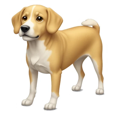 golden short-haired dog with one white spot along chest sticker