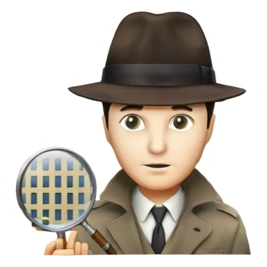 A colorful collage featuring iconic detective elements—magnifying glass, a fedora hat, a cigarette, a shadowy figure, and a mysterious city backdrop, a board with photos of suspects. Include subtle clues like fingerprints or a crime scene. Retro movie poster style. Transparent background. sticker