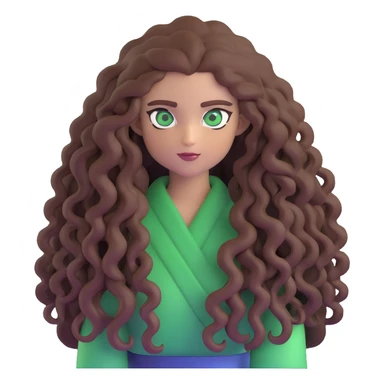 Character with extremely long enormous curly brown hair and striking green eyes sticker
