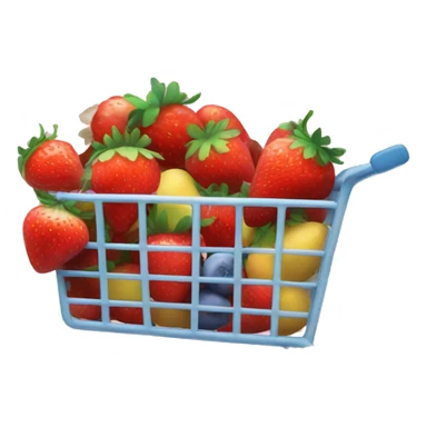 Shopping cart with strawberries and fruits and flowers inside sticker