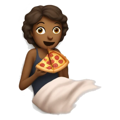 Woman eating pizza in bed  sticker