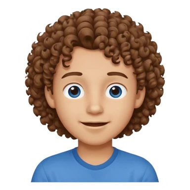 cute boy happy with heart eyes curly brown hair blue shirt sticker
