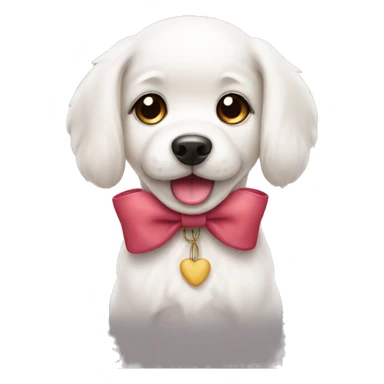 Cute white dog with a bow sticker