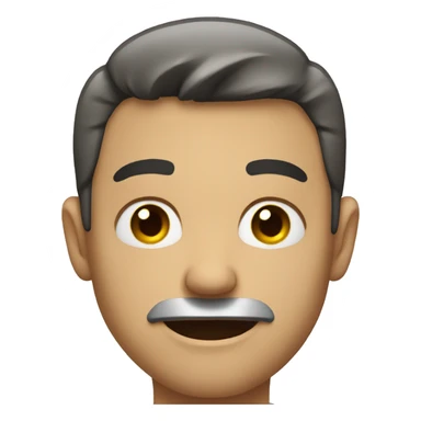 Man with forced smile sticker