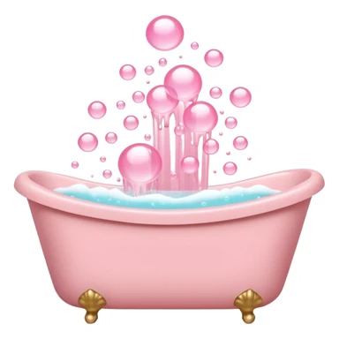 A light pink bathtub filled with light pink bubbles. Light pink bubbles rise upward above it. sticker