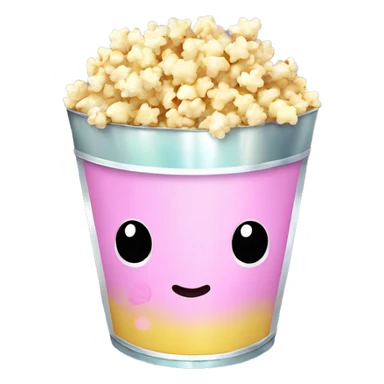 Kawaii chrome pastel glittery popcorn bucket    sticker