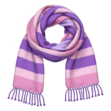 Realistic pastel-pink and pastel-violet horizontally thick-striped winter scarf isolated. sticker
