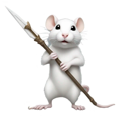White rat holding spear standing up  sticker