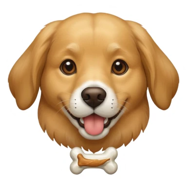 dog faace with bone in mouth sticker