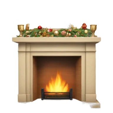 Winter christmas beige FirePlace sticker