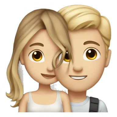 A Boy with brown hair kissing a girl with blonde hair sticker