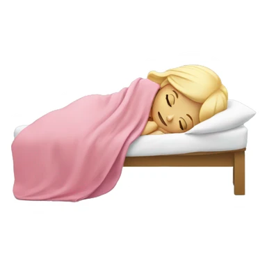 blonde girl sleeping on side with pink blanket sticker