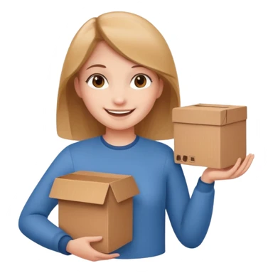 Smiling girl holding a box in her hand sticker