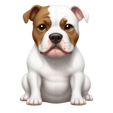 White and brown American bully medium dog, white face brown ears with a white chest and white paws in pajamas sticker