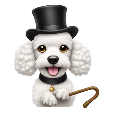 White poodle with top hat and cane sticker