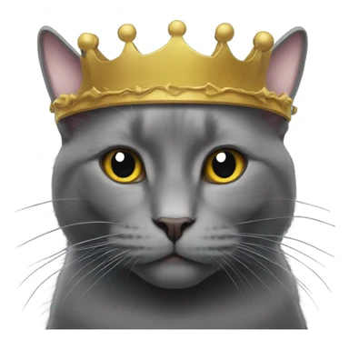black cat with a king crown on sticker