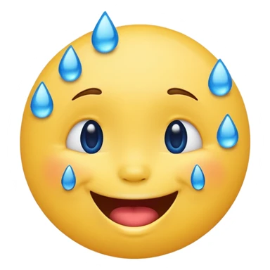 Emoji, yellow round laughing face, blue tears of joy on it  sticker