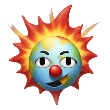 Fireball with a clown face on it flying towards earth sticker