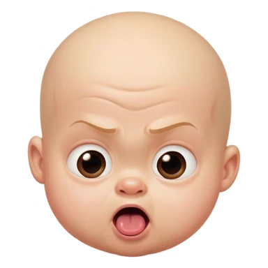 Bald baby Mr incredible head face with tongue sticking out left sideways in disgust slowly zooming in sticker