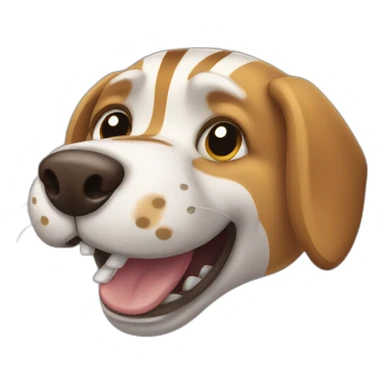 striped dog biting something sticker