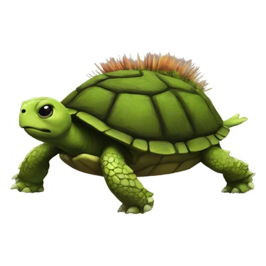 Punk rock turtle with mohawk made from moss sticker