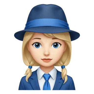 Blue neck tie with hat women sticker