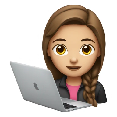Girl brown hair working on MacBook  sticker