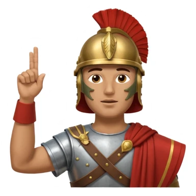 an ancient roman republic soldier doing a salute where he points all his fingers to the sky straight with his right hand like a WW2 german salute sticker