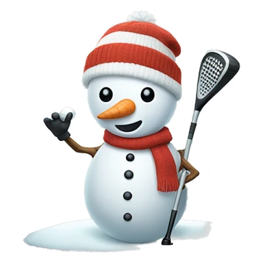 Snowman holding golf club sticker