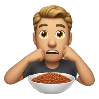 a very upset man eating baked beans sticker