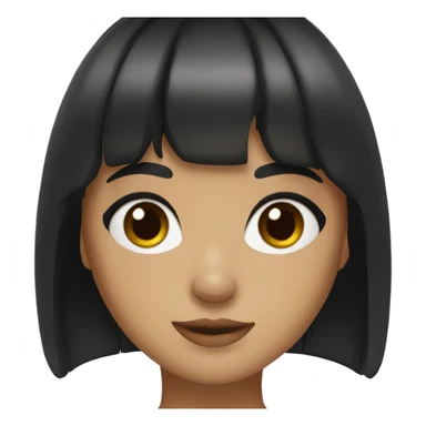a black-haired girl with bangs and hazel eyes sticker