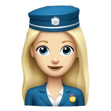 long blonde hair blue eyed girl flight attendant rolling suitcase sticker