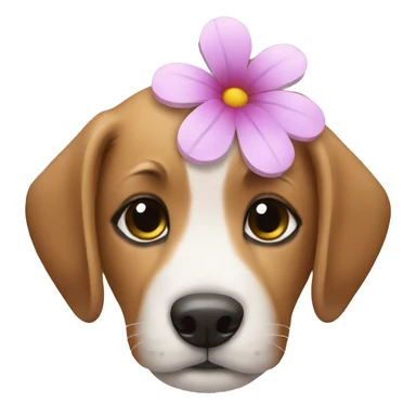 puppy with the flower sticker