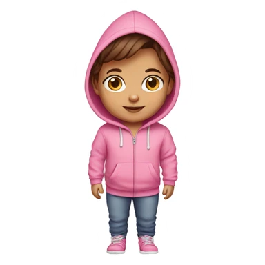 Toddler brown hair pink hoodie  sticker