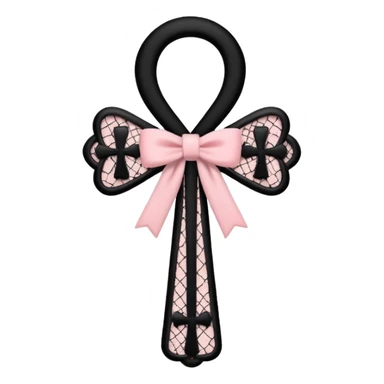 pastle pink ankh with black lace and bows sticker