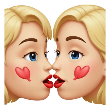 two cartoon faces kissing passionately, blushing sticker