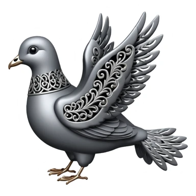 Black and silver filigree dove, 3D, extremely detailed design sticker