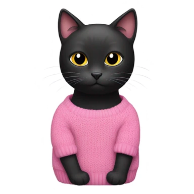 black cat wearing pink sweater sticker
