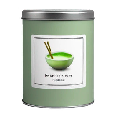 minimal matcha scented candle in small silver tin with realistic label sticker