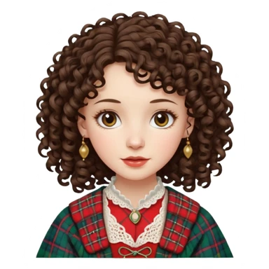 brunette curly woman wearing scottish traditional clothes sticker