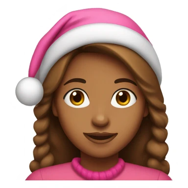 brown skinned woman with brown eyes and long hair in pink christmas hat  sticker
