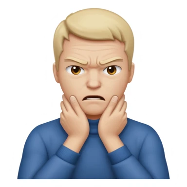 Grabbing throat with hands and looking angry with arms crossed and under chin, grabbing neck sticker