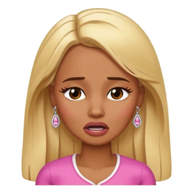 brown skin blonde barbie crying sticker