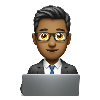 An 24 year adult boy who does coding on laptop in office sticker