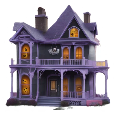Barbie’s and Batman’s 6 story tall very haunted dream house with complete wrap-around porch and ghosts,guests, and spider webs everywhere and some broken windows and boards  sticker