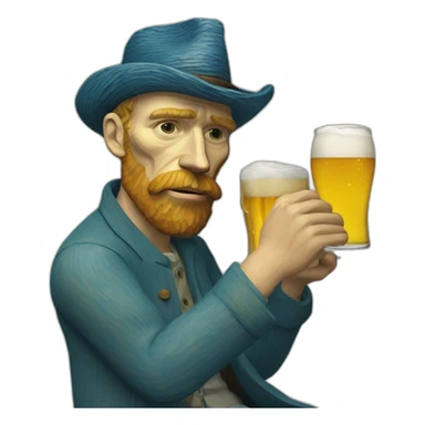 van gogh with a glass of beer sticker