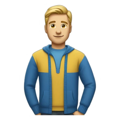 White Man in blue and yellow sweater sticker