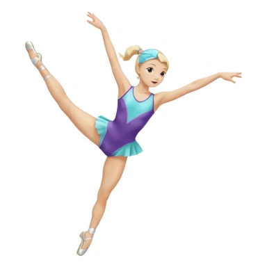 rhythmic gymnast with clubs, blonde, performing a split leap sticker
