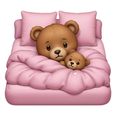 Brown Teddy bear sleeping in light pink bed sticker